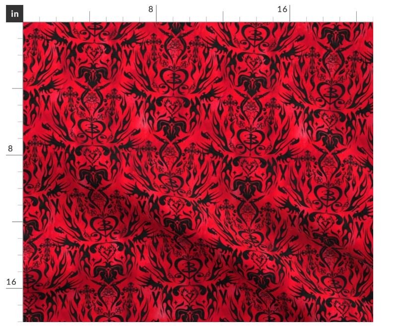 Buffy Damask Black on Red WC