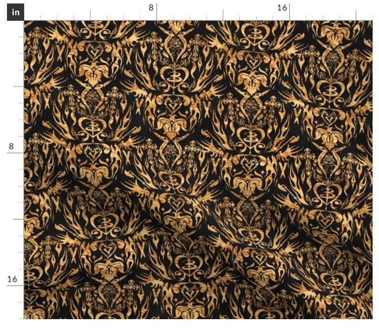 Buffy Damask Gold on Black