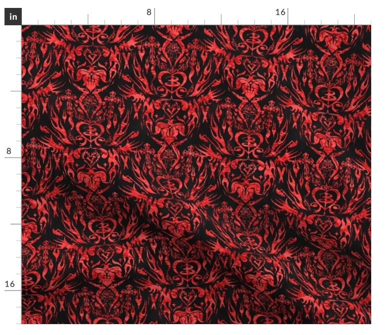 Buffy Damask Red on Black
