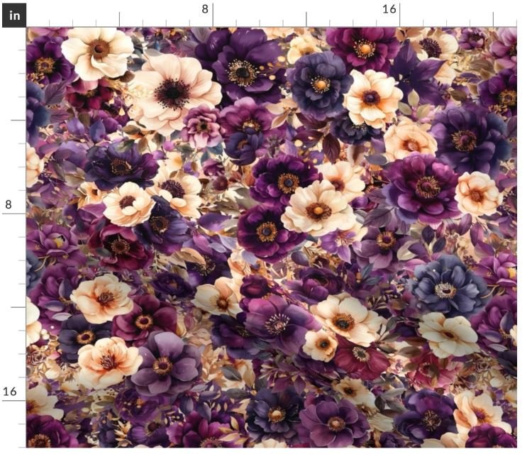 Cream and Plum Florals HS