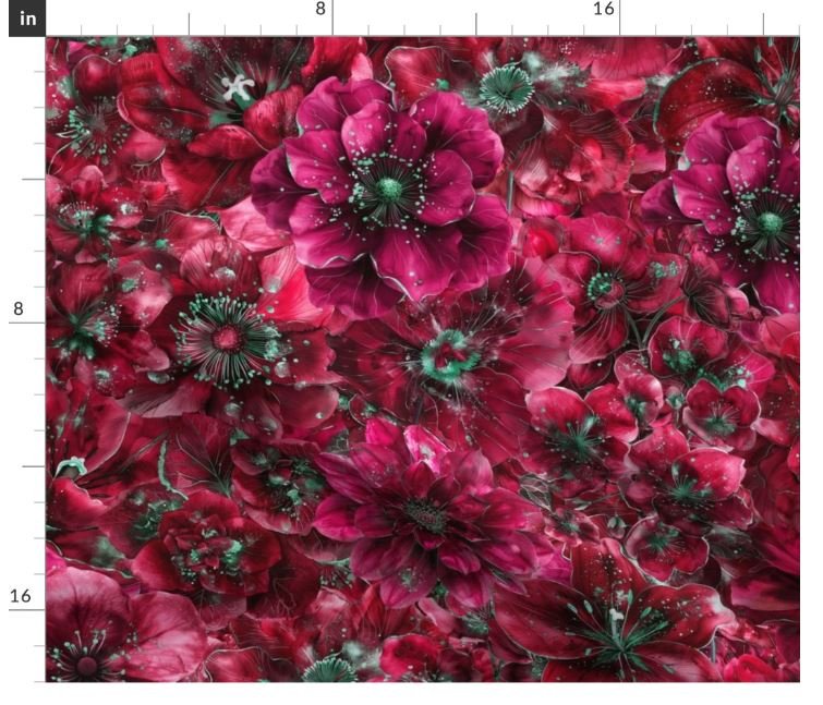 Midnight Flower Fuchsia and Teal HS