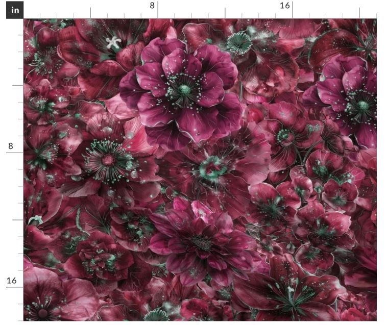 Midnight Flower Fuchsia and Teal SC