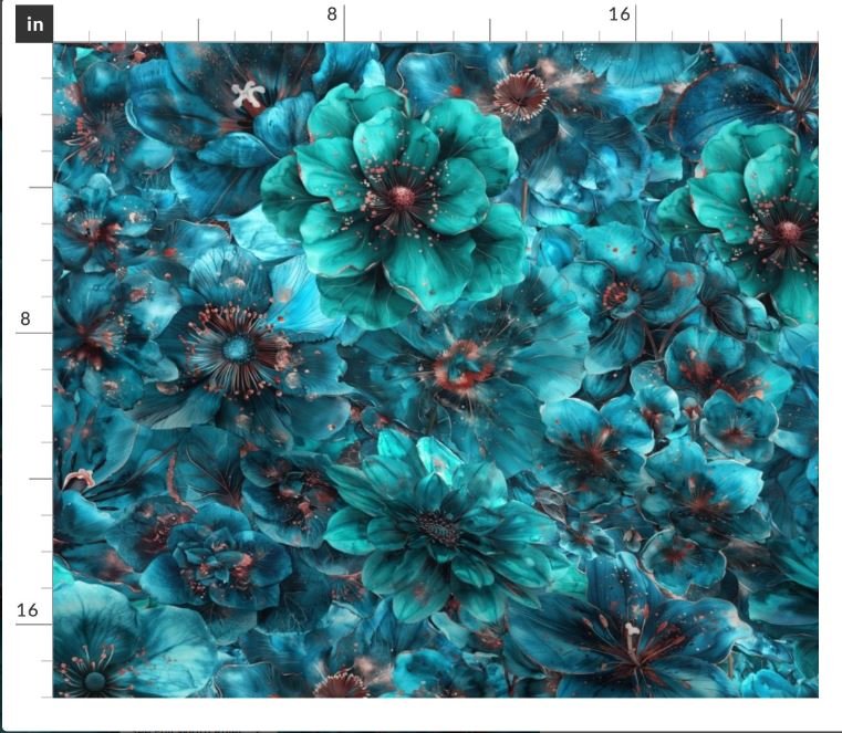 Midnight Flower Teal and Copper HS