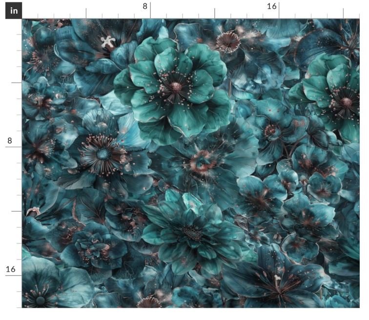 Midnight Flower Teal and Copper SC