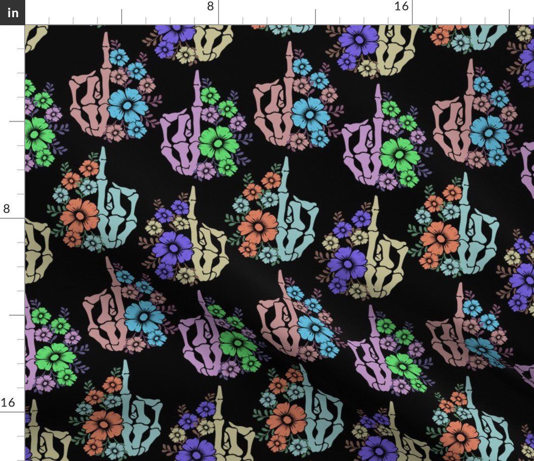 Floral Middle Finger On Black