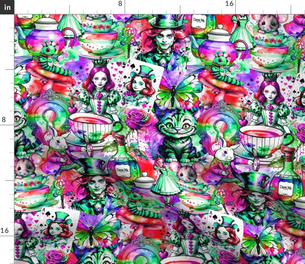 Wonderland Drip Light BKGD Green And Pinks