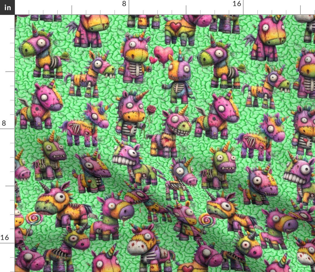 Zombie Ragdoll Unicorns Green Brain