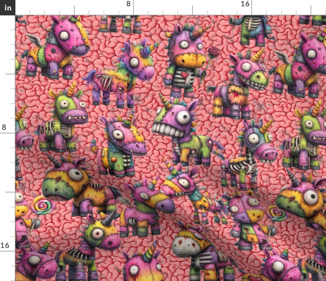 Zombie Ragdoll Unicorns Pink Brain