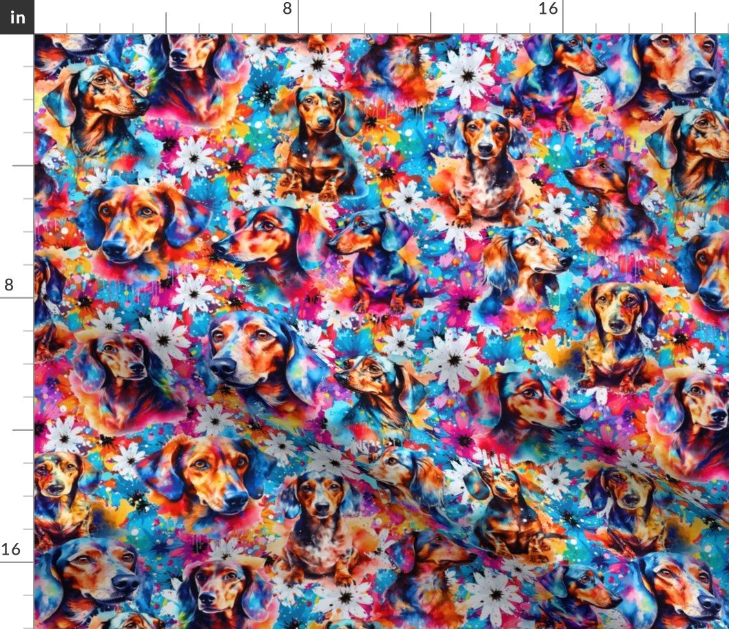 Paint Splatter Dachshund Spaced HS
