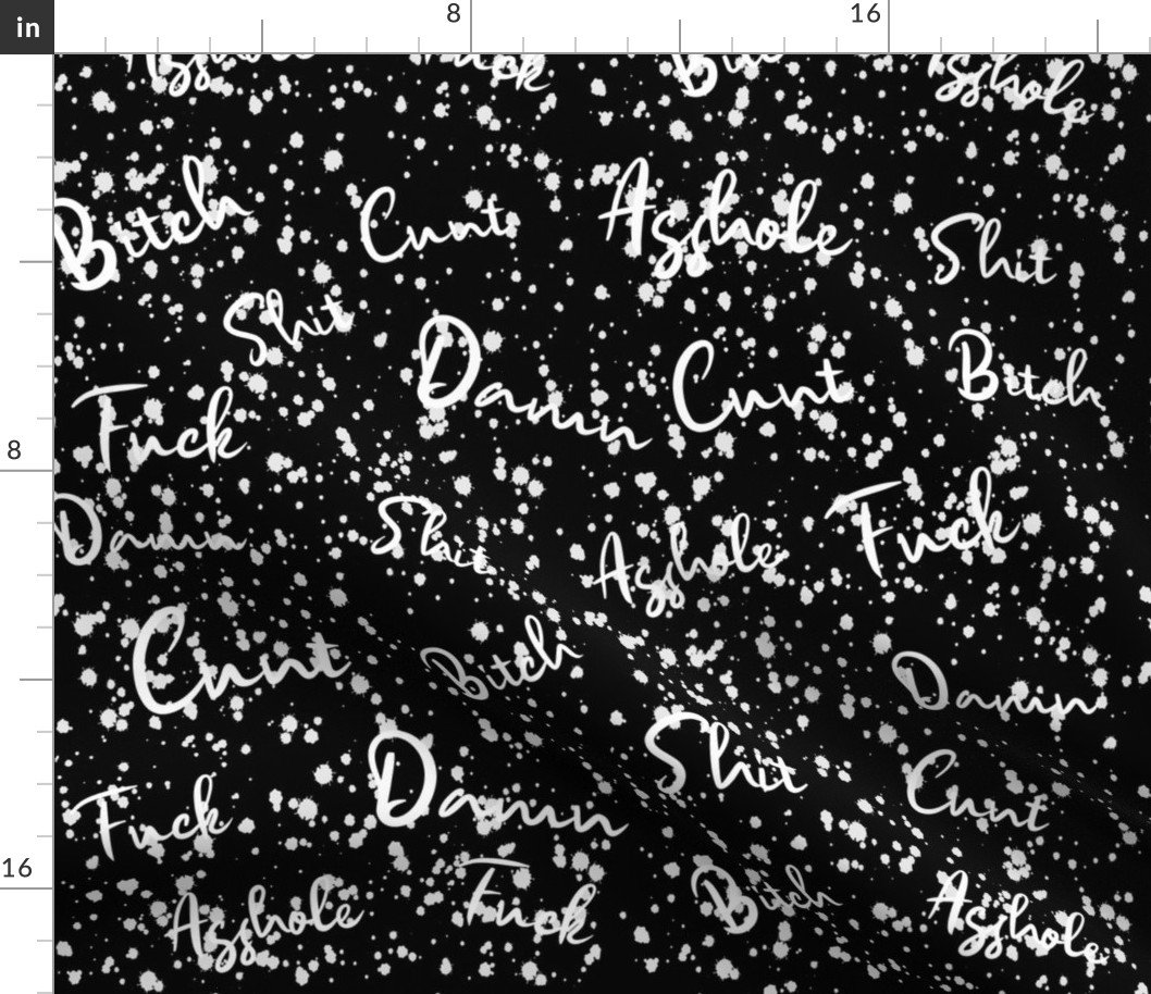 Short Swear Words B&W W Splatter I