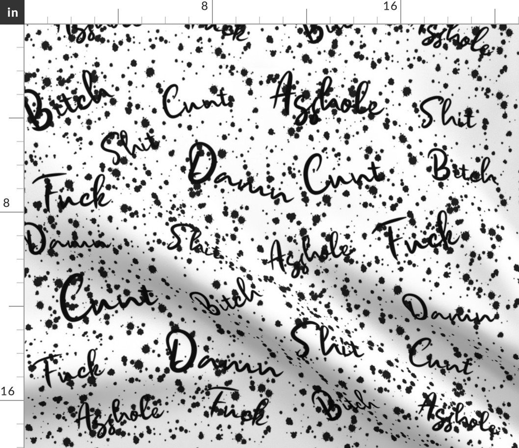 Short Swear Words B&W W Splatter