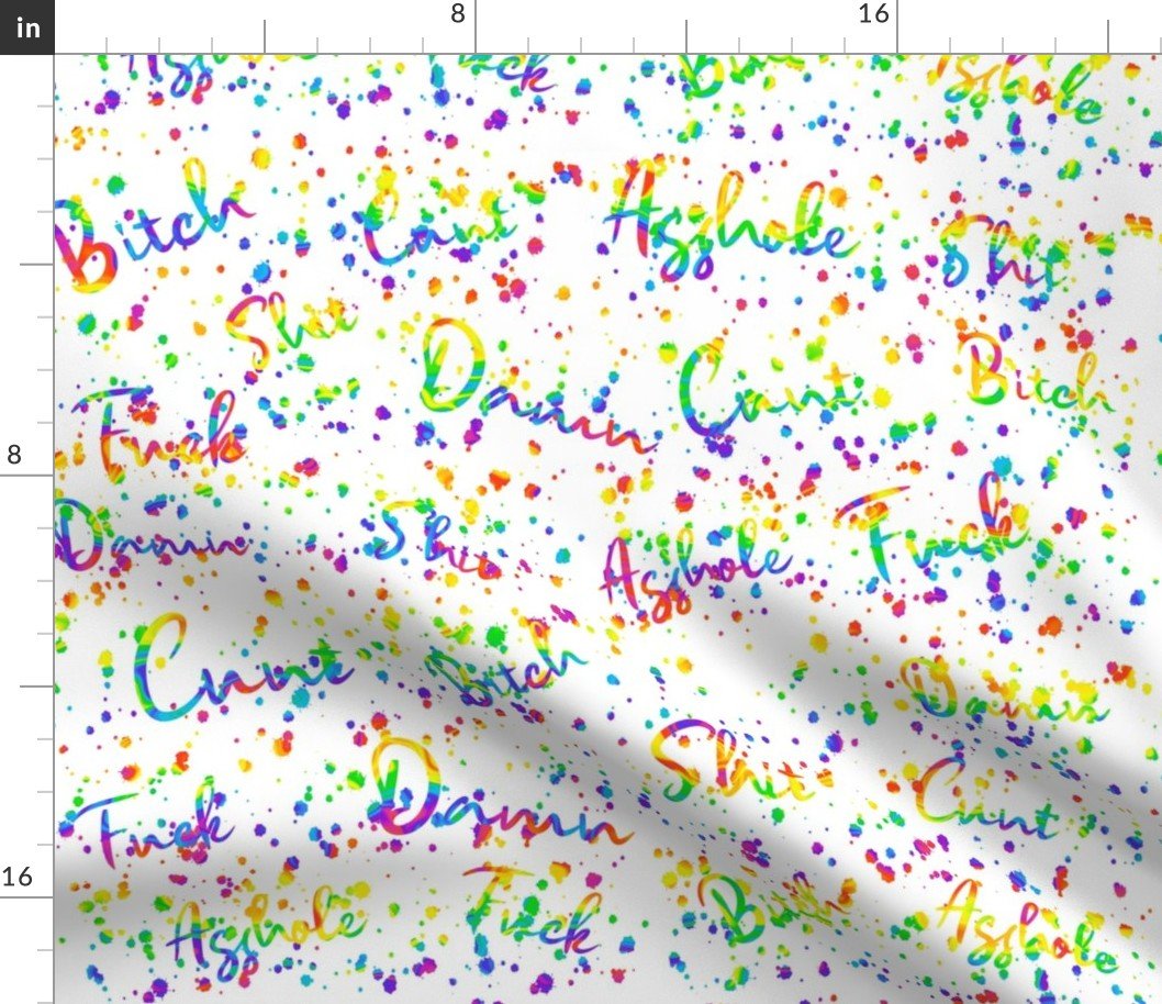 Short Swear Words Spaced Splatter White 1