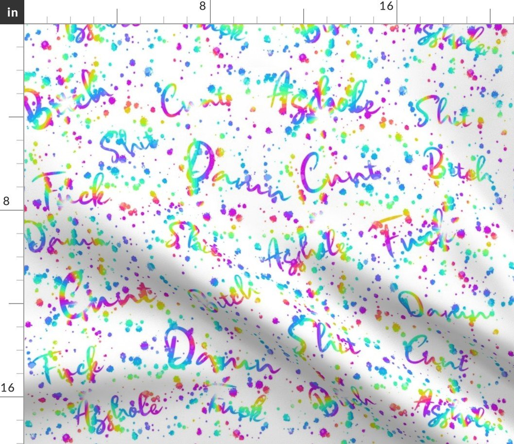 Short Swear Words Spaced Splatter White