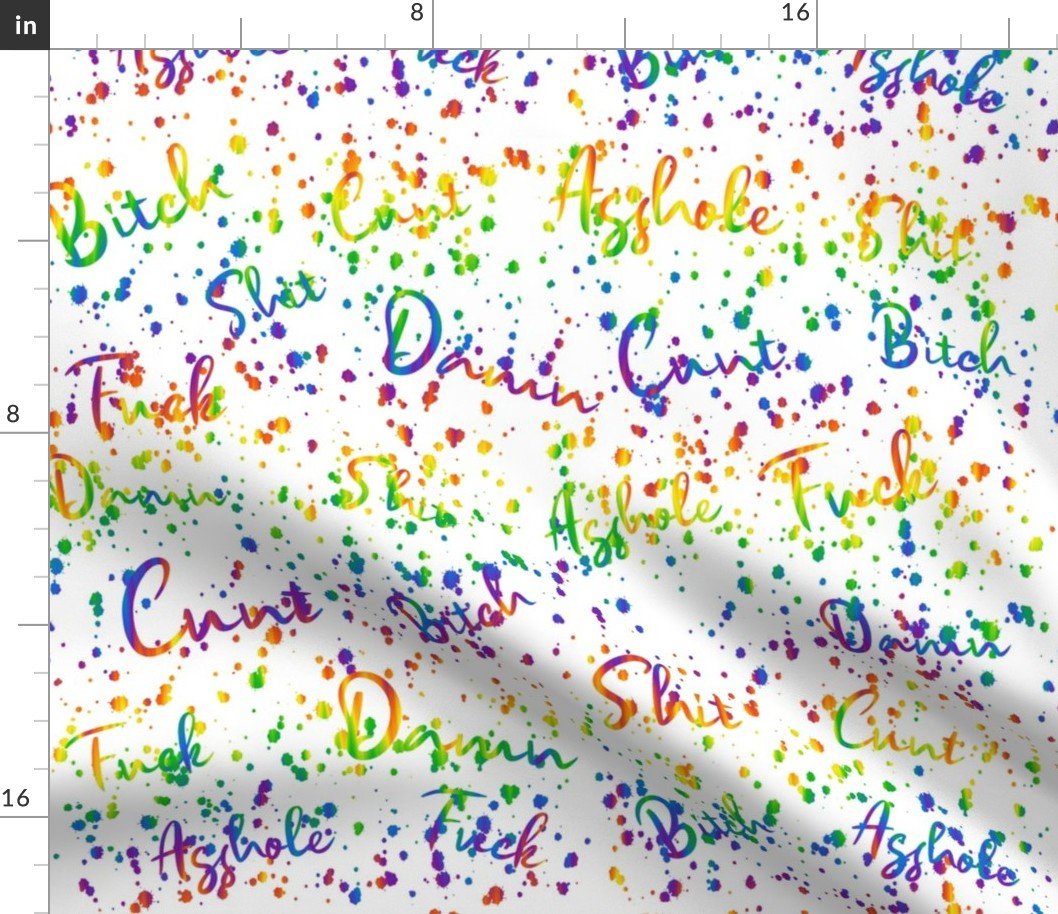 Short Swear Words Spaced Splatter White2