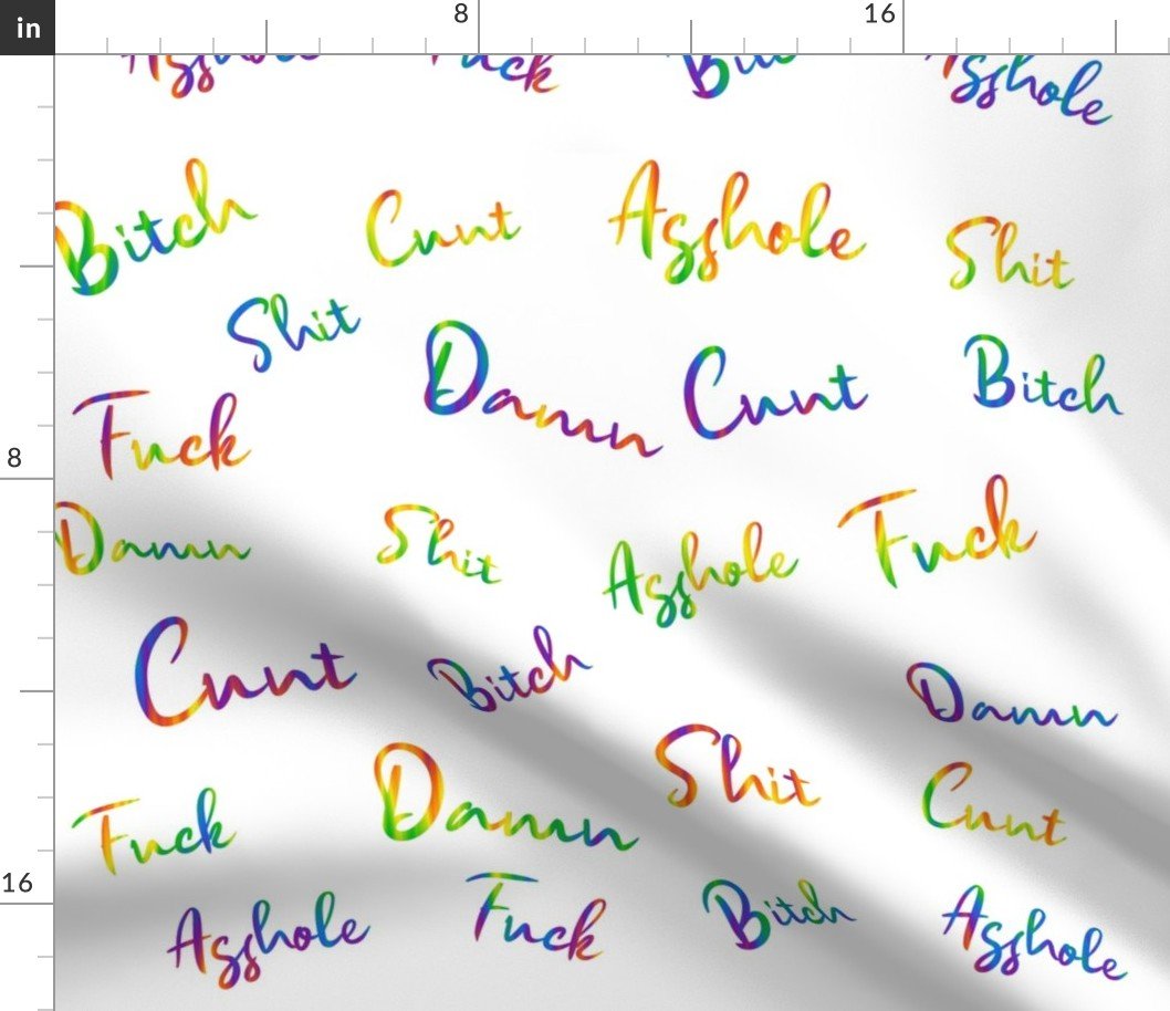 Short Swear Words Spaced White 2
