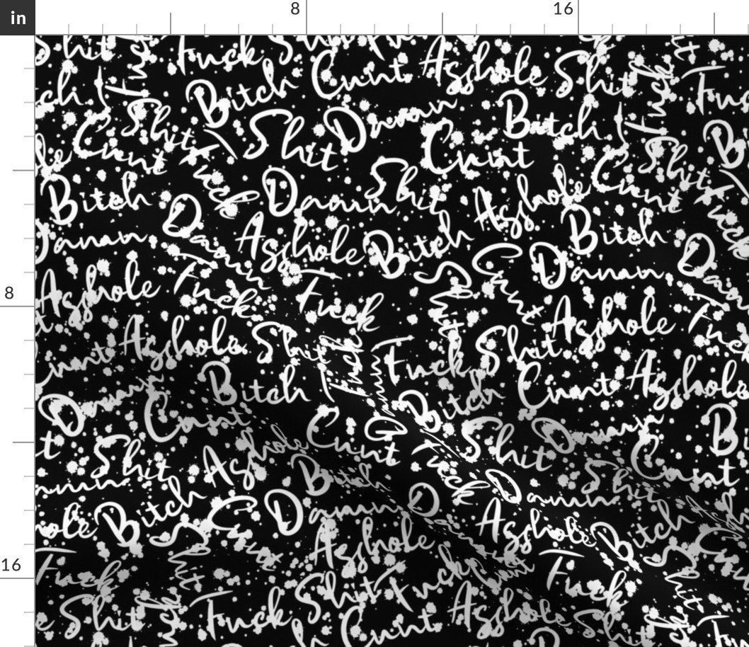Swear Words Squished B&W Splatter I