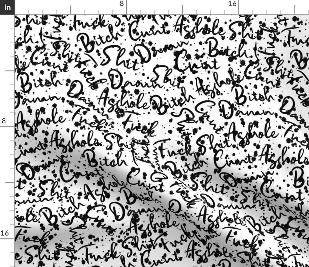 Swear Words Squished B&W Splatter