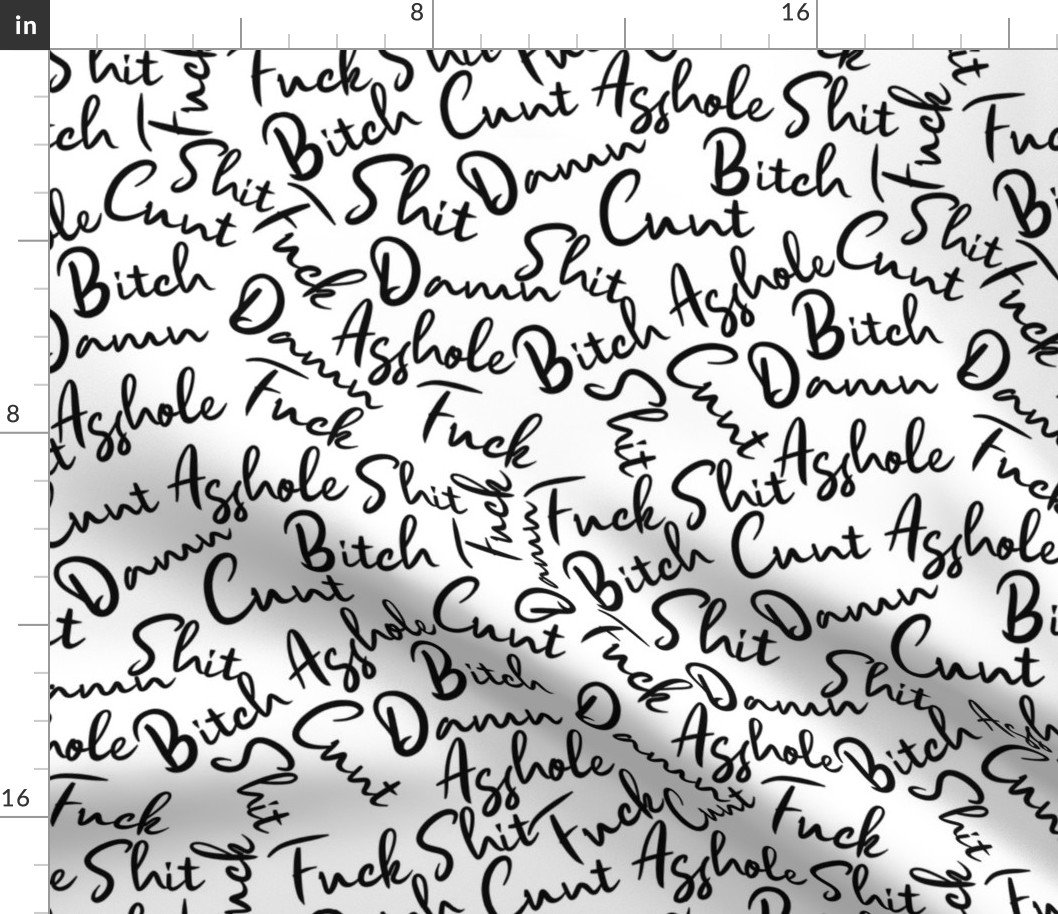 Swear Words Squished B&W
